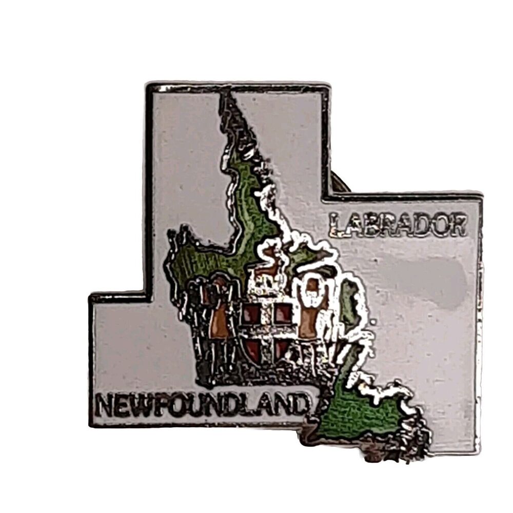 Newfoundland Labrador Canada Enamel Souvenir Lapel Tack Pin silver-tone Mafco